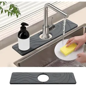 2 count Faucet Mat for Kitchen Sink 15.74"x3.94" Diatomite Quick Dry Sink Splash Guard Absorbent Kitchen Stone Sink Tray Faucet Splash Guard for Bathroom Counter