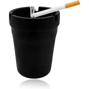 Car Ashtray, Windproof Self-Extinguishing Cup Automotive Ash Holder, Portable Smokeless Auto Ashtray for Most Vehicle Cup Holders, Universal Interior Car Accessories (Black)
