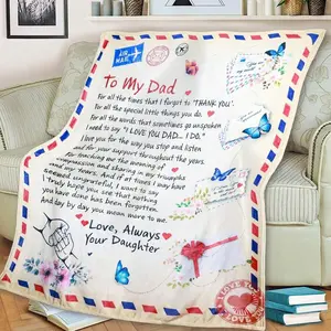 to MY DAD Letter Flannel Blanket - Unique Father's Day Birthday Gift for Dad from Daughter Valentine's Day Anniversary Present