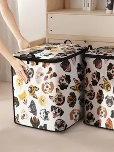 Dog Pattern Clothes Storage Bag, Large Capacity Clothes Storage Organizer, Collapsible Clothes Storage Bag with Zipper & Handle for Home Bedroom, Storage Totes