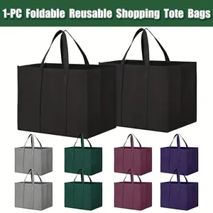 1PC thick large capacity folding duffel bag tote bag reusable grocery shopping bag, large tote bag, long handle for shopping grocery clothes, Reusable Shopping Bags