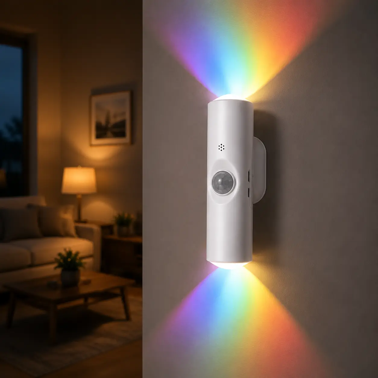 Motion Sensor RGB LED Night Light, Rechargeable USB Magnetic Wall Lamp, Auto-On Dimmable Gradient Ambient Light, Smart Stick-On Night Light for Bedroom, Stairs, Hallway, Entryway, Closet