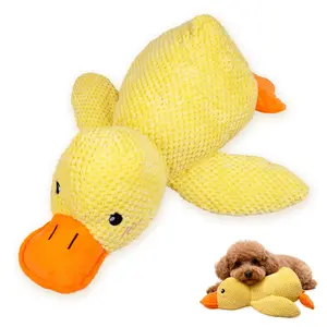 Dono Squeaky Dog Chew Toy，2025 New Interactive Duck Toy with Quack Sound for Dogs Teeth, Soft Stuffed.The perfect, durable companion for dogs of all breeds and sizes.(Yellow)