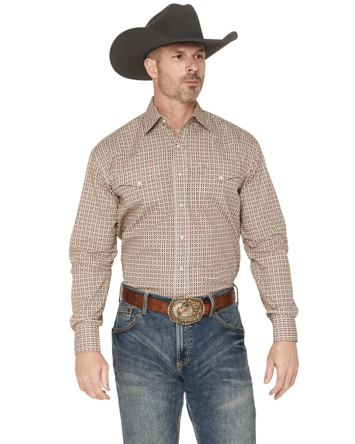 Stetson Men's Men'S Geo Print Long Sleeve Pearl Snap Western Shirt - 11-001-0425-2006