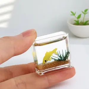 Mini Fish Tank with Accessories, 1 Count Creative Glass Fish Tank, Desktop Decoration for Home Office, Home Decor Supplies
