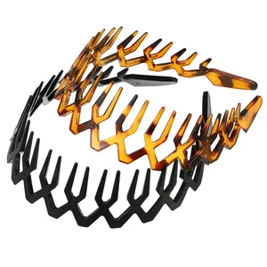 Unique Bargains 2 Pcs Plastic Shark Teeth Wave Headbands, Black Amber, 4.72"x1.57", Headbands for Women Girl