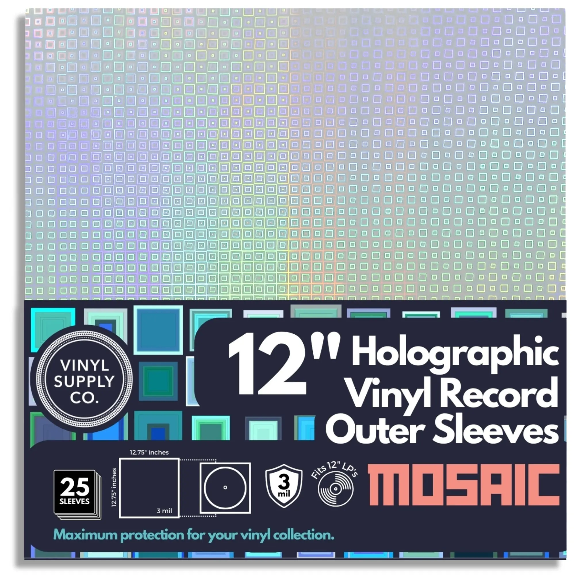 Holographic Vinyl Record Outer Sleeves - Mosaic