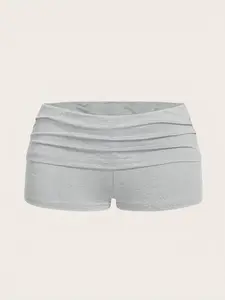 Women's Solid Color Waffle Knit Shorts, Casual Comfy Breathable Skinny Shorts for Daily Wear, Ladies Bottoms for Summer, Elastic Waist Shorts