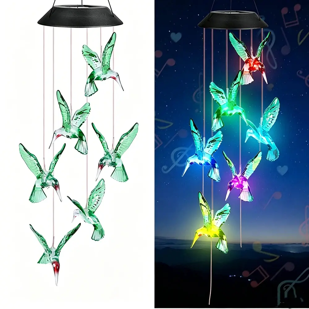 Garden Hummingbird Solar Lights, Butterfly Decorations, LED Hanging Solar dragonfly Decoration,Backyard Starter Kit,Hummingbird Garden Set,Magical Backyard Lights for Halloween & Christmas,Solar Garden Lights for Fall Outdoor Decoration