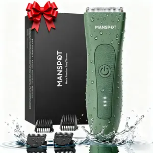 【TikTokShopHolidayHaul】Manspot Premium Electric Body Hair Trimmer for Men - Waterproof Wet & Dry Groomer, Rechargeable Cordless Clippers for Chest Back Arms - Gym Ready Travel Friendly Green Trimmer with Comfort Design-dealsforyoudays