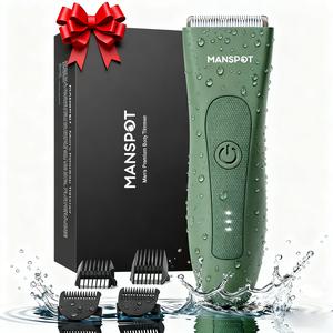 Manspot Premium Electric Body Hair Trimmer for Men - Waterproof Wet & Dry Groomer, Rechargeable Cordless Clippers for Chest Back Arms - Gym Ready Travel Friendly Green Trimmer with Comfort Design-dealsforyoudays,summerwins#SummerWins #DealsForYouDays