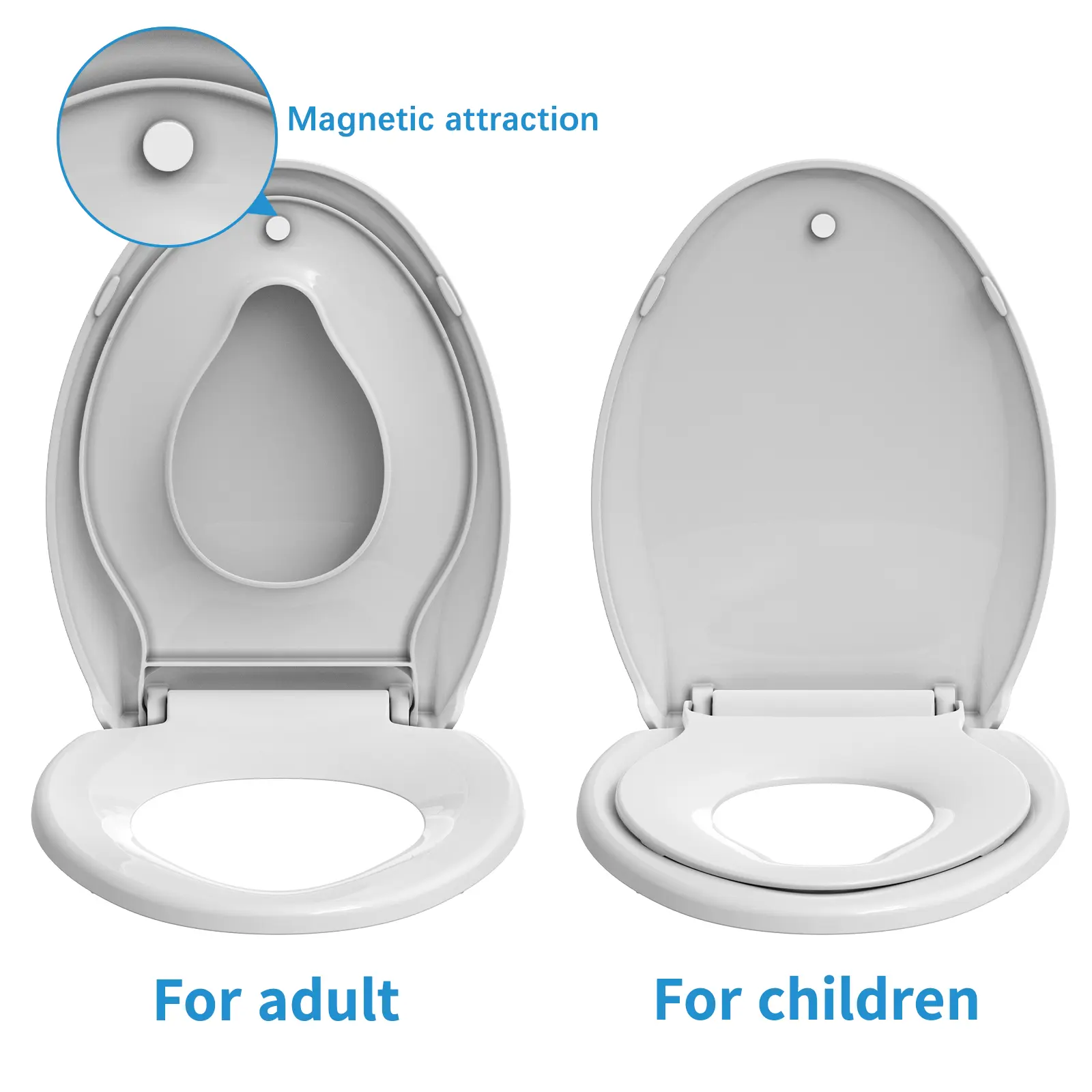 Elongated Soft Close Toilet Seat - 2-in-1 Mother-Child Toilet Cover with Built-In Child Potty Training Seat, Quick Setup and Easy Installation