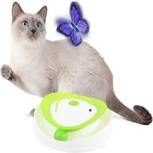 All For Paws Interactives Roll Around Flutter Bug Cat Motion Toy Green with Smart Modes Auto On Off & 360-Degree Rotating Butterfly for Engaging Playtime