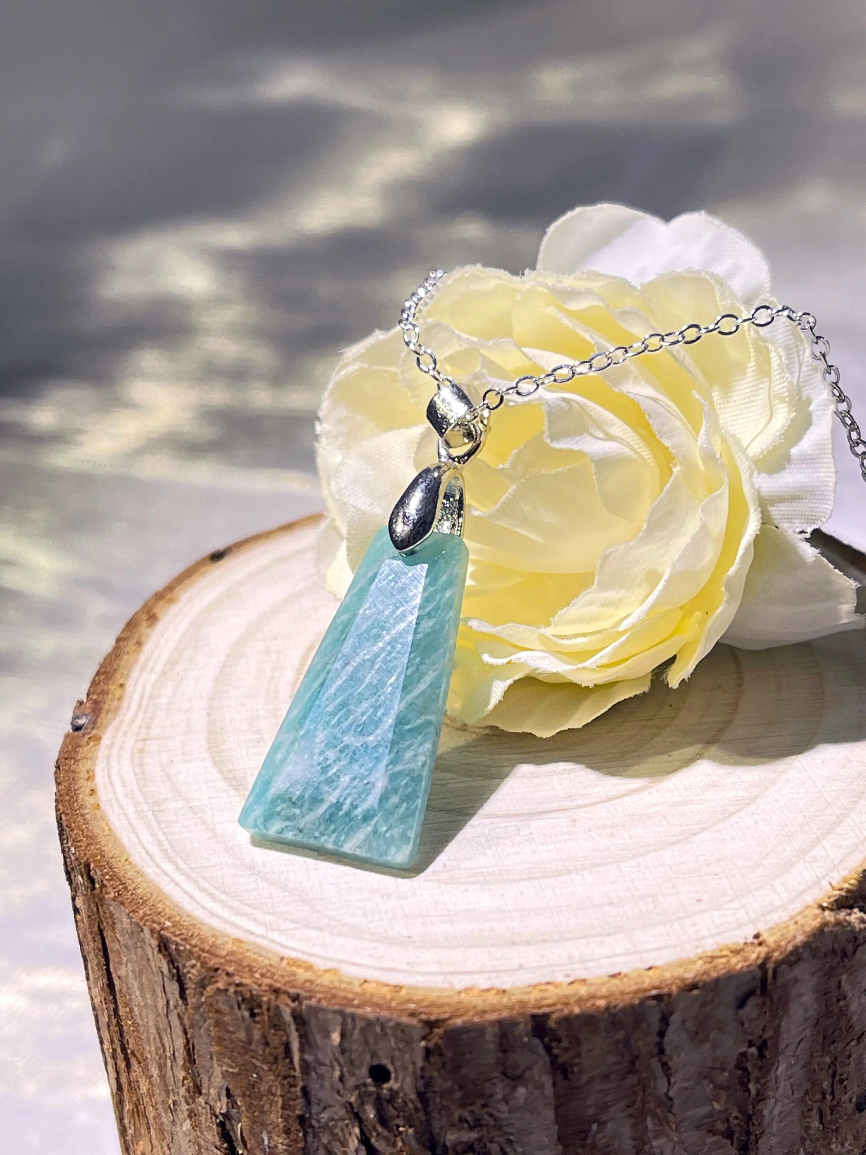 Natural  Amazonite Stone Necklace Square,Amazonite Gift（Randomly Selected for Shipping, You Can Join Our Live Stream to Pick）