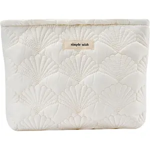 Quilted   Makeup bag, Coastal Granddaughter Aesthetic  Bag, Cute Seashell Portable Travel Toiletry Pouch (01White)