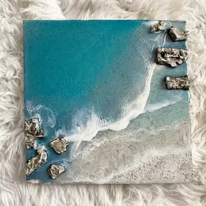 10x10 Aerial View Ocean Resin Painting