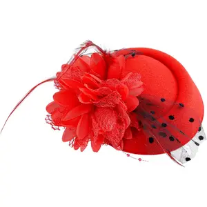 Pillbox Hat with Veil  Fascinators for Women  Party Hats with Flower  Headband  Party Headwear for Bridal