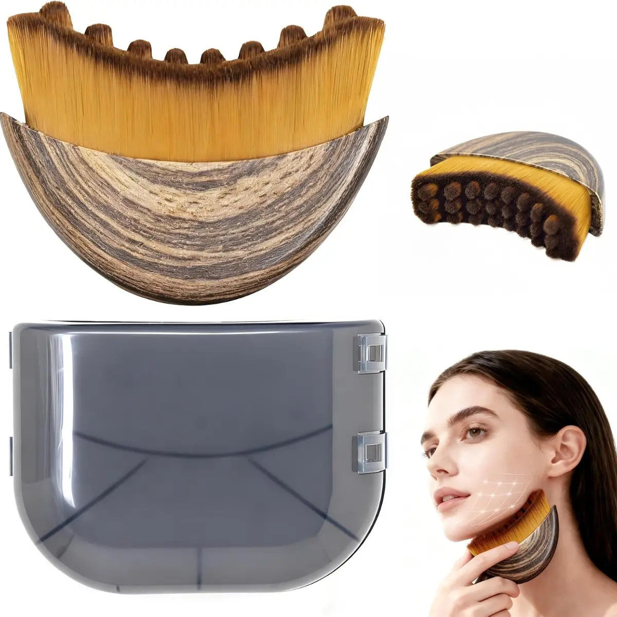brush Manual Lymphatic Face Brush for Facial Contour & Puffiness Reduction, Ergonomic Soft Bristle Massage Tool for Daily Use on All Skin Types