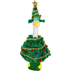 Christmas Tree Porch Goose Outfits for 23 Inch Lawn Statue, Costume for Plastic/Cement Goose Statue, Xmas Sculpture Clothes for Holiday Garden Yard Patio Party Decoration
