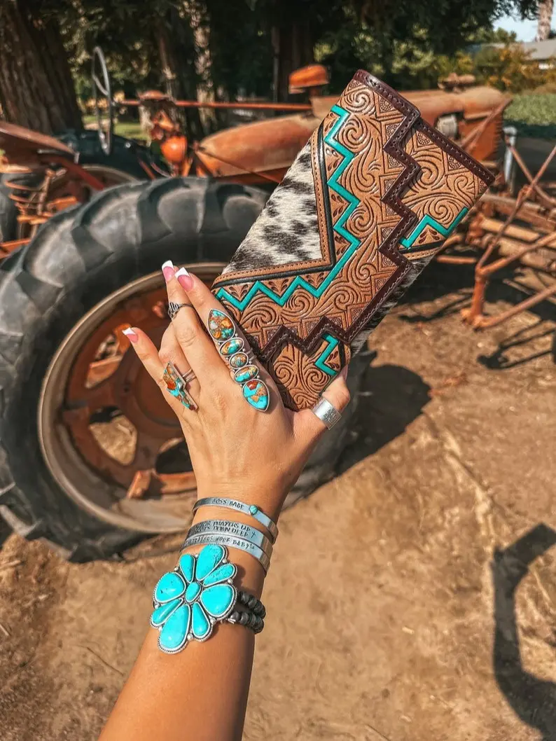 The Sea Moss Waves Wallet a Haute Southern Hyde by Beth Marie Exclusive Cowhide Wallet