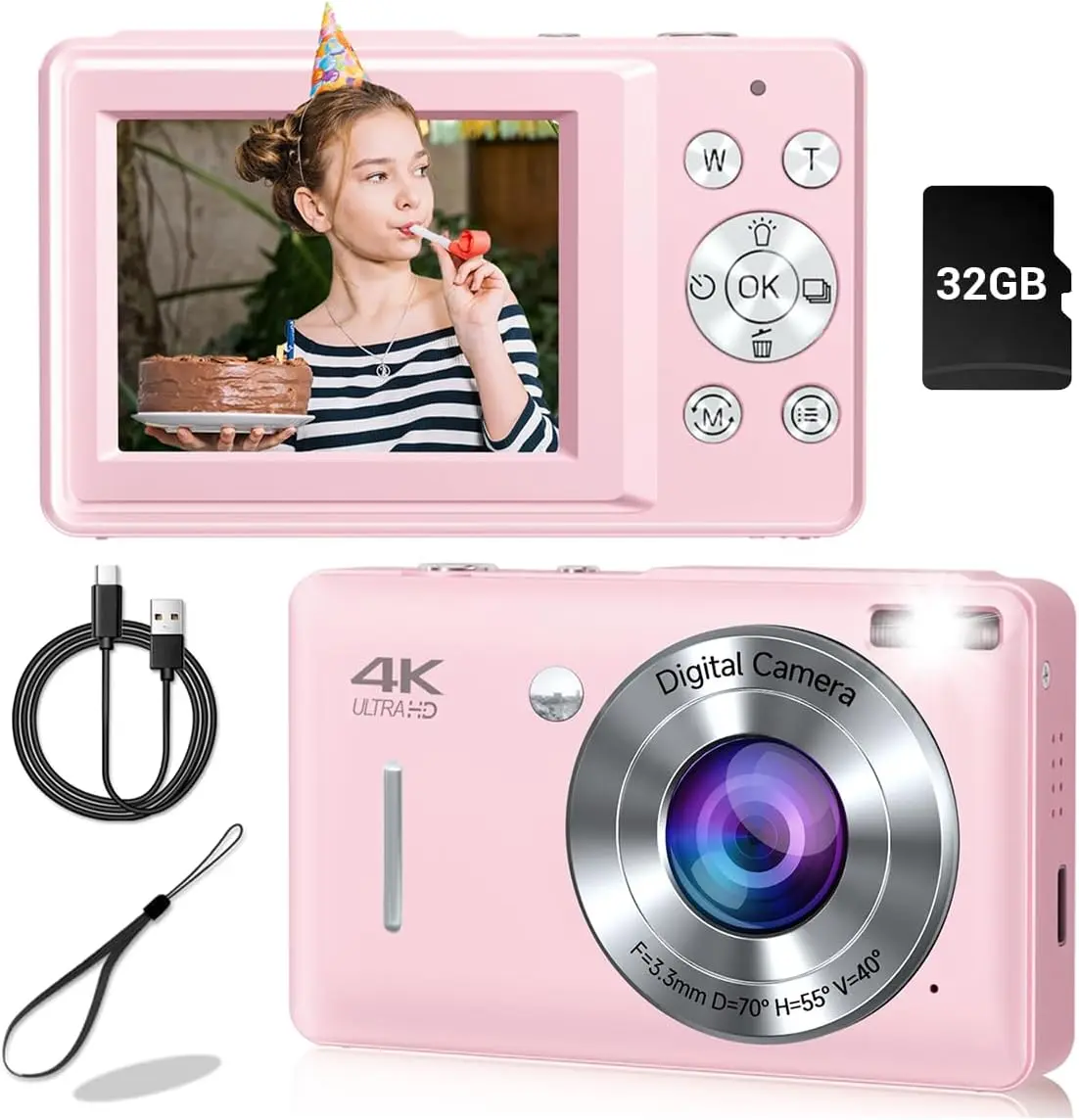 Y2K Aesthetic Digital , 44MP FHD Compact CCD  with Anti-Shake & Flash, Vintage Point and Shoot  with 32GB Memory Card, USB Rechargeable Pocket  with Multiple Filter Modes, Simple Interface  for Teens Girls Boys