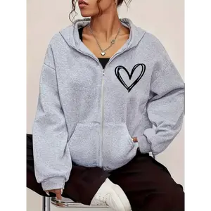 high waters lulu jacket Women's Sports And Casual Sweatshirt Jacket - Zipper Cardigan Design, Soft And Comfortable, Loose And Breathable, Simple And Fashionable, High Quality, Suitable For All Seasons, Casual Sportswear, Printed Heart Desig workwear style