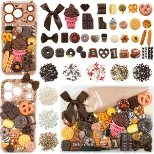 DoDoBeads Sweet Treat Dream Fake Food Phone Case Charms Kit for Teens, Mini Dessert Decoden Cream Glue Craft Set with Cute Food Charms, Pearls, Sprinkles and Accessories for Custom Cell Phone Case Making