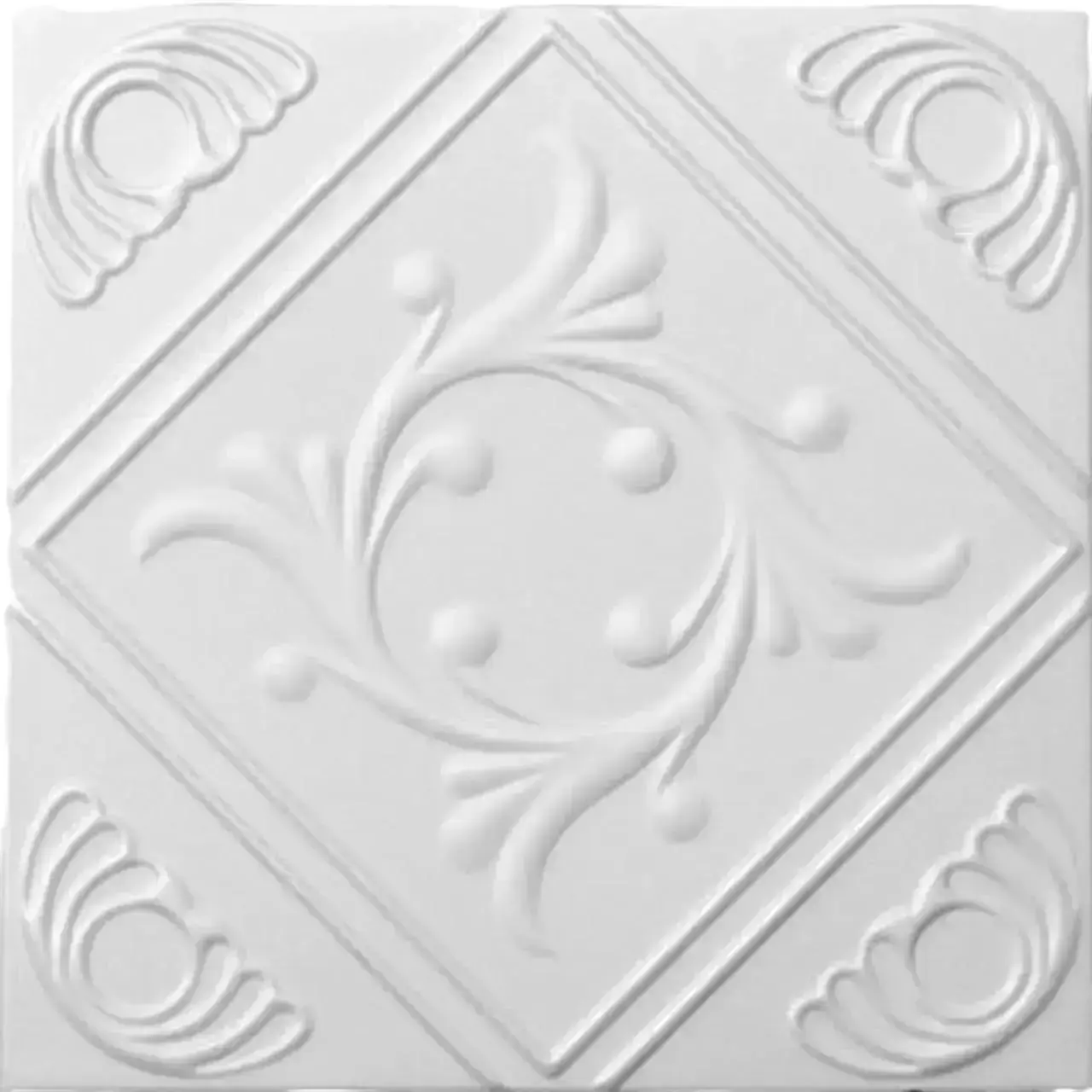 A La Maison Ceilings Elegant Diamond Wreath Glue-Up Panels - 20 in x 20 in Decorative Styrofoam #R02, for Home Remodel & Decoration, Pack of 8 (21.6 sqft), Ceiling Panels