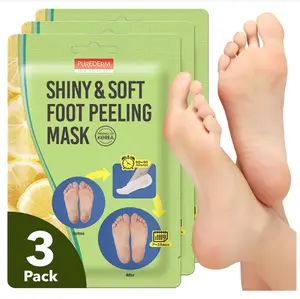 Purederm Shiny & Soft Foot Peeling Mask (3 pack) - For smooth and moist baby skin with Exfoliating peel off Calluses, Dry Skin, Cracked Heels - Men and Women