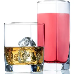 Everyday Drinking Glasses Set of 8 Drinkware Kitchen Glasses for , Iced Coffee, , Ice , , , Water, 4 Tall Highball Glass Cups & 4 Short Old Fashioned.