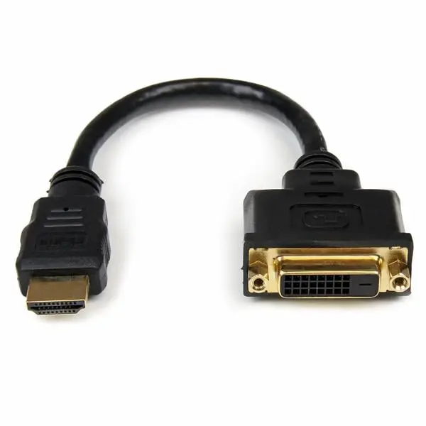 StarTech HDMI to DVI Adapter, 8-inch Bi-Directional Video Cable with Aluminium Braided Shielding, HDMI Male to DVI-D Female for Laptops and Monitors, 8 Inches, 8" In Cable Length