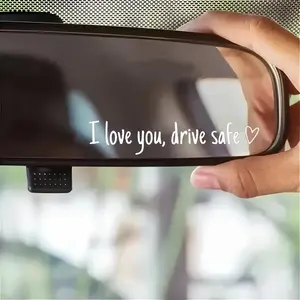 DUFIKKI 6 Pcs/Set I Love You Drive Safe Car Decal Stickers, Rear View Mirror Vinyl Decals Waterproof Fade Resistant Easy Apply, Universal Car Accessories Cute Safety Reminder for Women Men Drivers