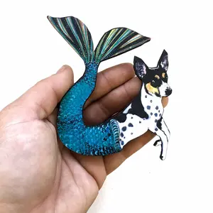 Mermaid Dog Magnet - Rat Terrier