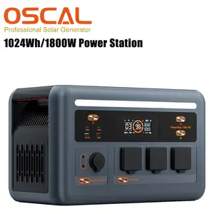 OSCAL PowerMax 1800 Solar Generator Power Station 1024Wh/800W Portable Battery Backup with Solar Charging, Smart App Control, Pure Sine Wave Inverter, //Car Ports for Home, RV, Camping, Emergencies - Heavy-Duty Power Outage