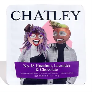 Chatley Tea No. 18: Hazelnut, Lavender & Chocolate, Black Tea, Full Leaf Tea Bags, Plastic Free, Hot or Iced Tea