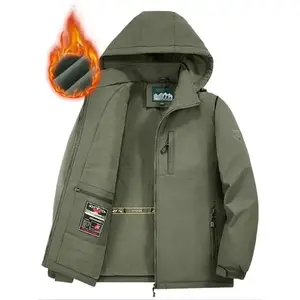 Men's Winter Jacket with Detachable Hood, Multi-Pocket Design, Warm Casual Streetwear, Ideal for Outdoor Activities, Hand Washable