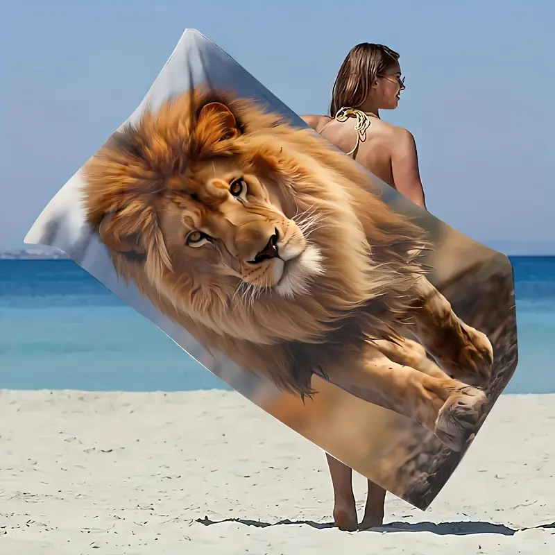 1pc Lion King Beach Towel - Ultra Soft, Large & Absorbent, Quick Dry, Durable - Perfect for Summer Vacation, Travel, Pool, Bathroom - Unique Gift for Friends & Family