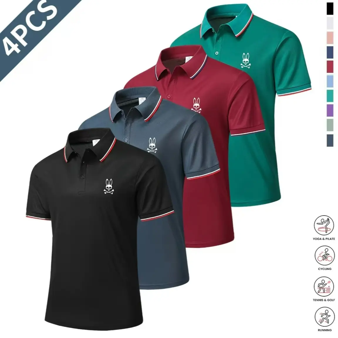 Black + Dark Gray + Red + Dark Green