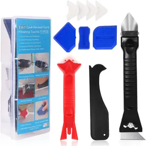 Caulk Tool Kit for Removal and Application Caulking Spatula Grout Stripper Tool Grout Remover Angle Carbide Scraper Caulking Tips Tool with Caulk Application Tool and  Finishing Tools