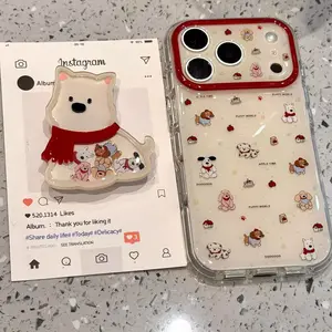 Cute Cartoon West Highland Phone Case for Apple 17 Pro Max, iPhone 16 with Stand, 13 with Precise Holes, 14 Hard, 15