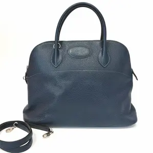 Pre-owned HERMÈS Hermes Bolide Blue Nuit Togo Leather L Square Stamp 2008 N22171329