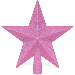 Christmas Tree Decoration, 8" Pink Christmas Tree Topper Star Accessories, Xmas Glitter 3D Bethlehem Tree Ornament, Waterproof Holiday Christmas Tree Topper Star Decorations for Home Indoor Outdoor