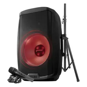 Gemini Sound AS-2115BT-LT-PK: 2000 Watt 15” Active Multi-LED Bluetooth Loudspeaker with Stand
