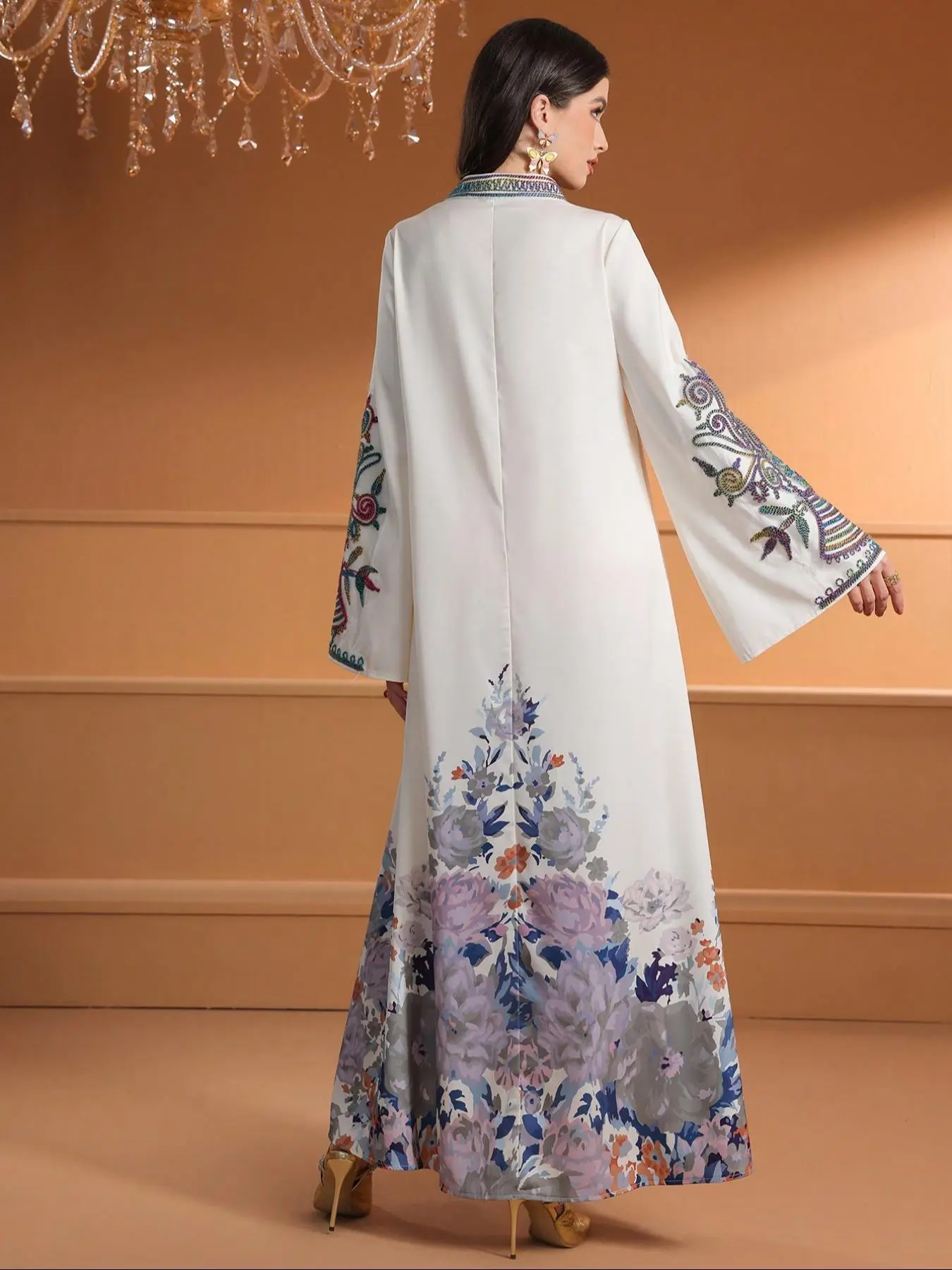 womens floral embroidered dress Embroidered Multicolor Floral Midi Dress main image 1