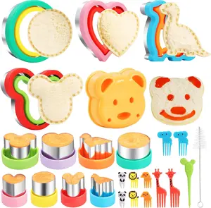 25 PCS Sandwich Cutter and Sealer Set for Kids Lunch, Uncrustable Sandwich Maker, Vegetable & Fruit Shape Cutters for Bento Box