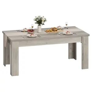 【GARVEE】Dining Table for 4-6, Rectangular Large Kitchen and Dining Room Table with 1.18" Thickened Tabletop, Available in Gray and Brown, Suitable for Kitchen, Dining Room, and Living Room