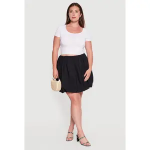 Plus Size Poplin Mini Bubble Skirt