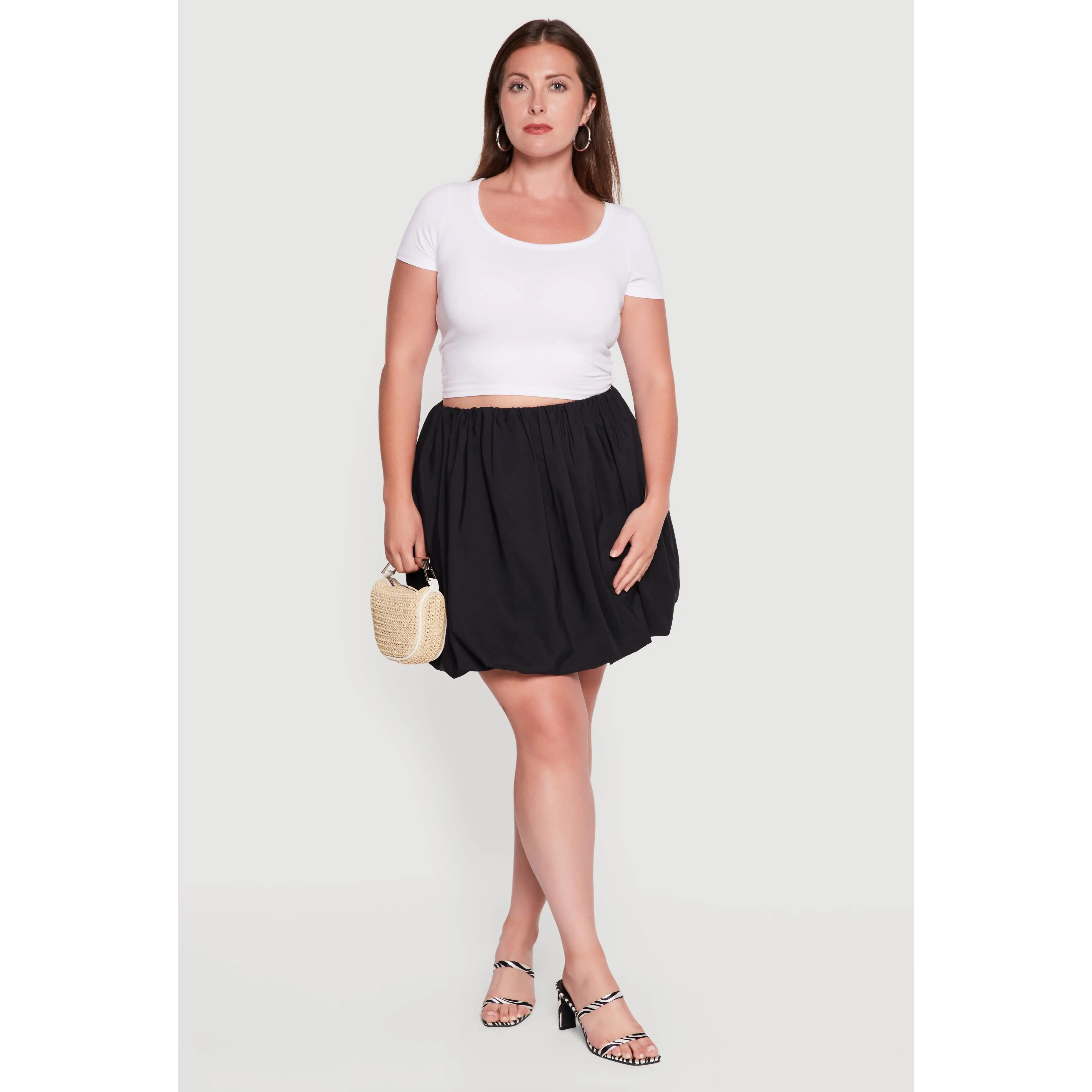 Plus Size Poplin Mini Bubble Skirt
