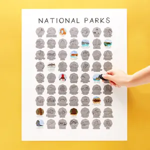 Jetsettermaps US National Parks Bucket List Scratch Print - Scratch off which national parks you've visited - adventure, hiking, camping, RV home decor wall hanging