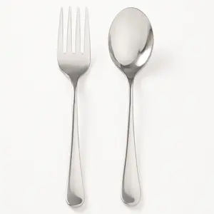 Elegant Silver Serving Spoon and Fork Set